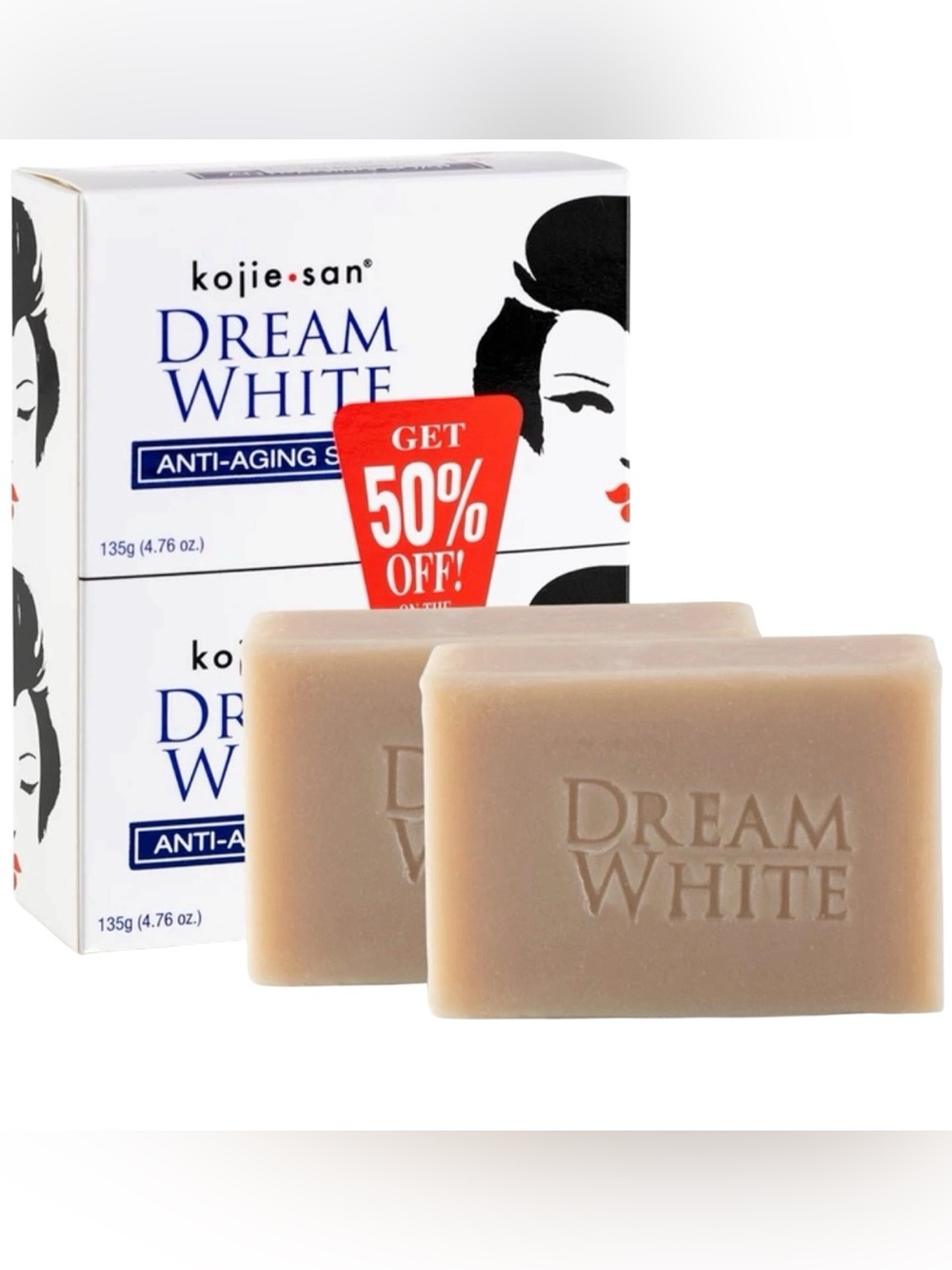 Authentic Kojie.san Dream White Anti-Aging Soap Bar - Beige